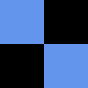 Six Inch Cornflower Blue and Black Checkerboard Squares
