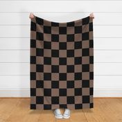 Six Inch Taupe Brown and Black Checkerboard Squares
