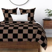 Six Inch Taupe Brown and Black Checkerboard Squares