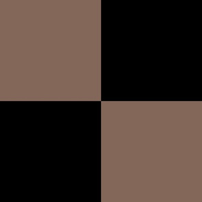 Six Inch Taupe Brown and Black Checkerboard Squares