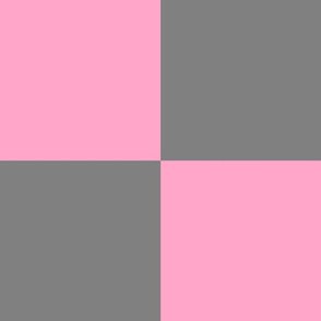 Six Inch Carnation Pink and Medium Gray Checkerboard Squares