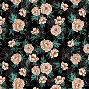 Helen's Vintage Peonies V1 (black) 12”