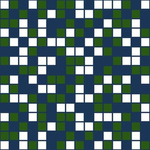 Medium Mosaic Squares in Hunter Green, White, and Navy Blue