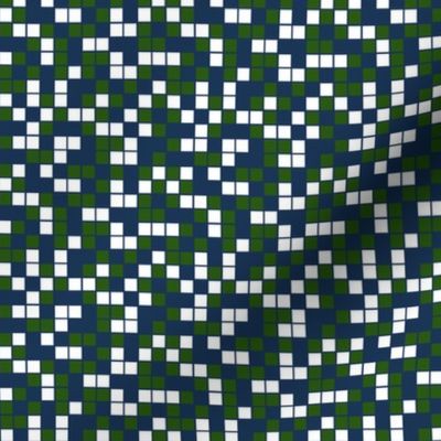 Small Mosaic Squares in Hunter Green, White, and Navy Blue