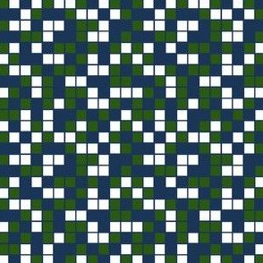 Small Mosaic Squares in Hunter Green, White, and Navy Blue