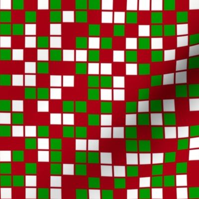 Medium Mosaic Squares in Christmas Green, White, and Dark Red