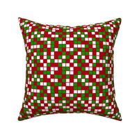 Medium Mosaic Squares in Christmas Green, White, and Dark Red