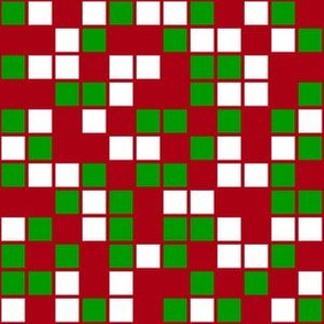 Medium Mosaic Squares in Christmas Green, White, and Dark Red