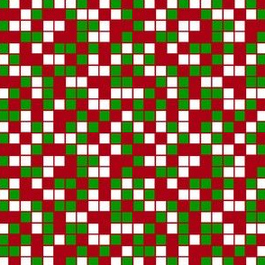 Small Mosaic Squares in Christmas Green, White, and Dark Red