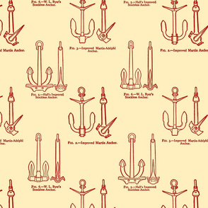 Anchor Toile Red on Ecru