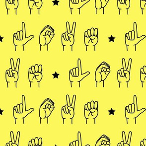 LOVE - sign language  fabric YELLOW  C19BS 