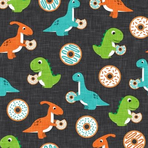 Dinos and Donuts - orange green and blue - doughnuts and dinosaurs - LAD19