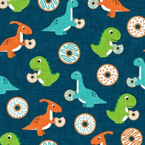 Dinos and Donuts - blue - doughnuts and dinosaurs - LAD19