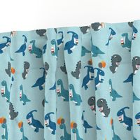 Party Dinos - blue on light blue  - birthday party dinosaurs - LAD19