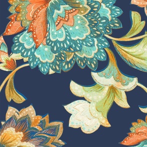 Chintz orange aqua