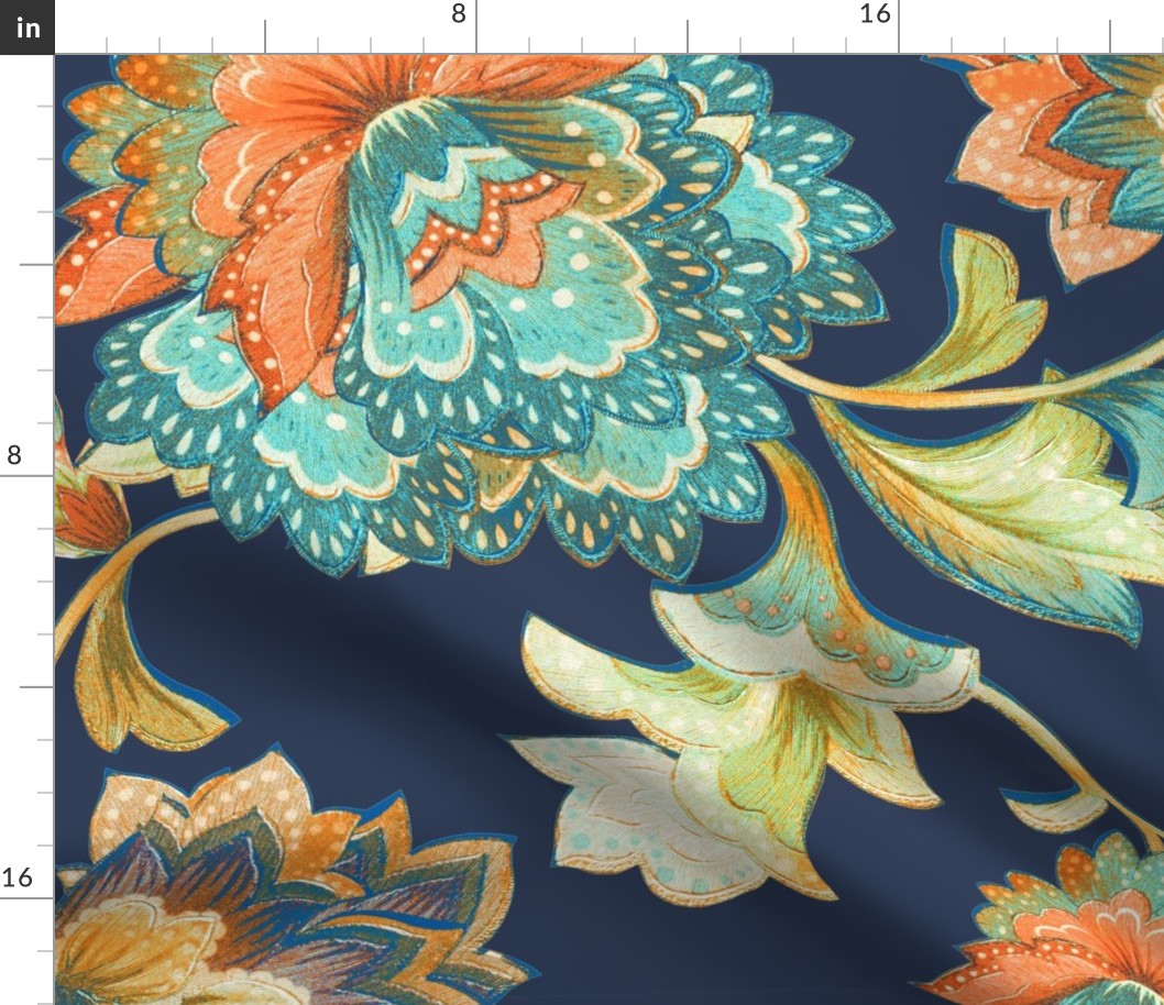 Chintz orange aqua