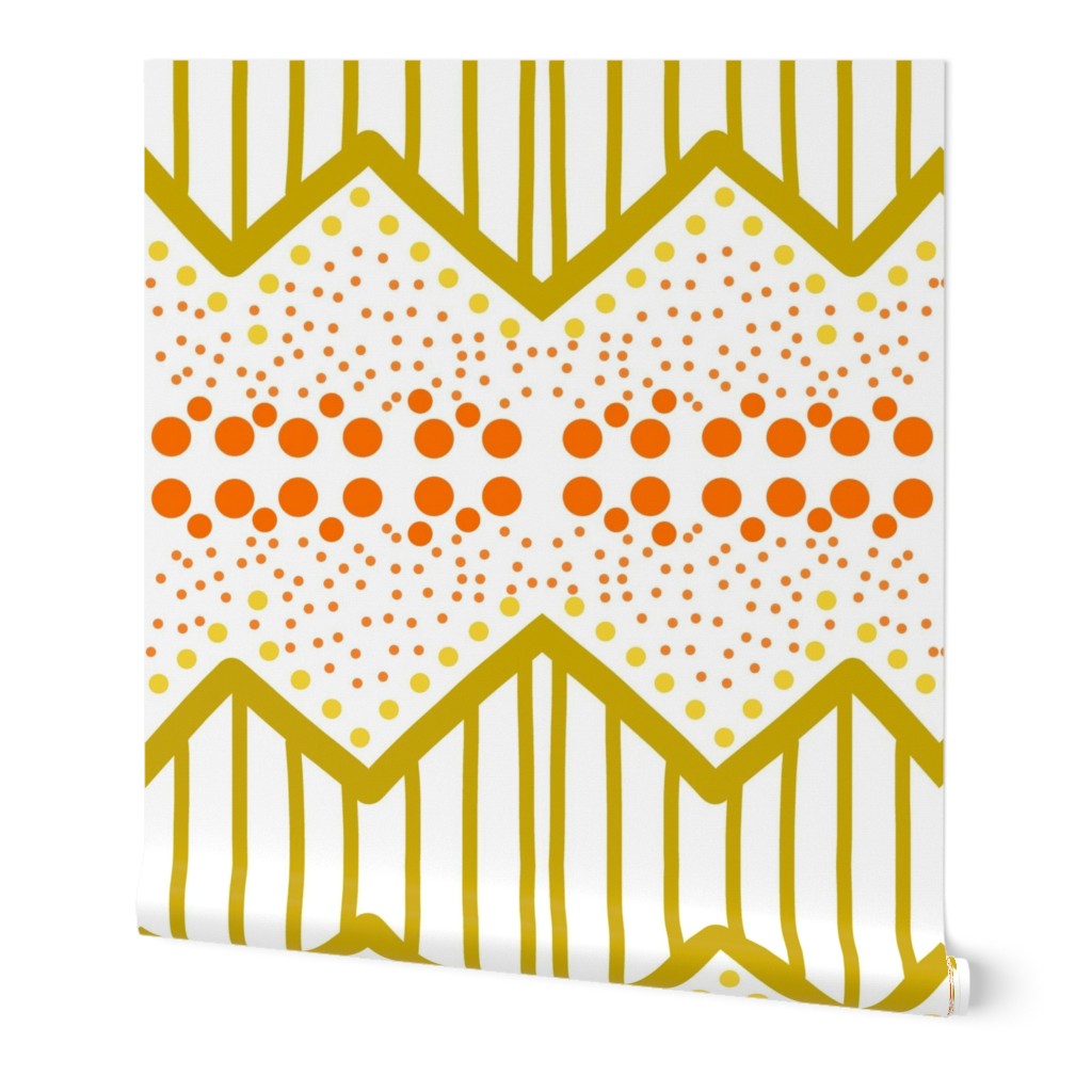 Groovy 60s Abstract - burnt orange & chartreuse 