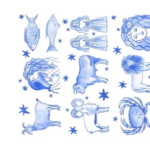 Blue Zodiac Dish Towel