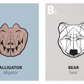 A and B - Geometric animal alphabet panels