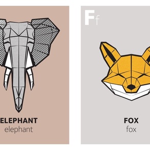 E and F - Geometric animal alphabet panels
