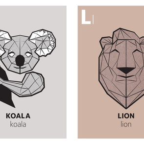 K and L - Geometric animal alphabet panels