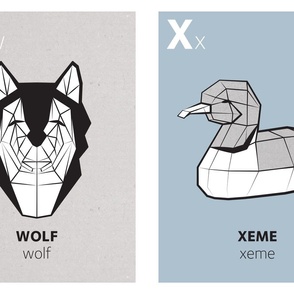 W and X - Geometric animal alphabet panels