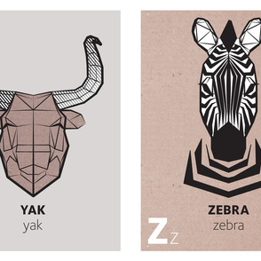 Y and Z - Geometric animal alphabet panels