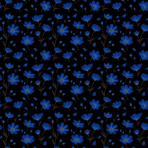 Dark Blue Flowers on Black
