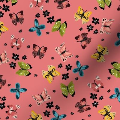 Colorful Butterflies-Pink