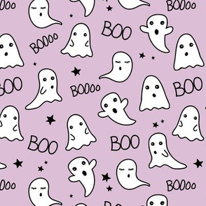 Spooky night ghost baby and stars kawaii halloween nursery pattern kids lilac girls