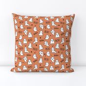 Spooky night ghost boo baby and stars kawaii halloween nursery pattern kids orange cinnamon