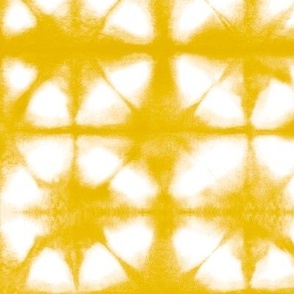 Yellow and white shibori itajime tie dyed