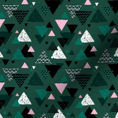Geometric triangle aztec illustration hand drawn pattern winter green pink