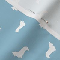 corgi dog silhouette fabric - light blue