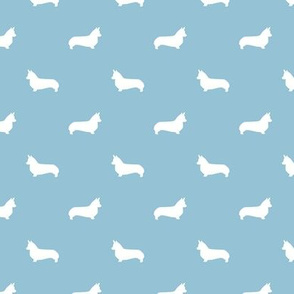 corgi dog silhouette fabric - light blue