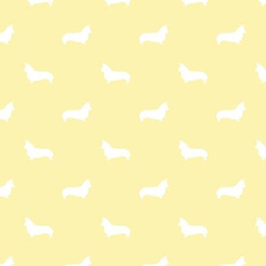 corgi dog silhouette fabric - nursery pastel yellow