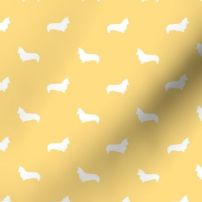 corgi dog silhouette fabric - nursery yellow