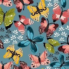 Colorful Butterflies V2-Turquoise