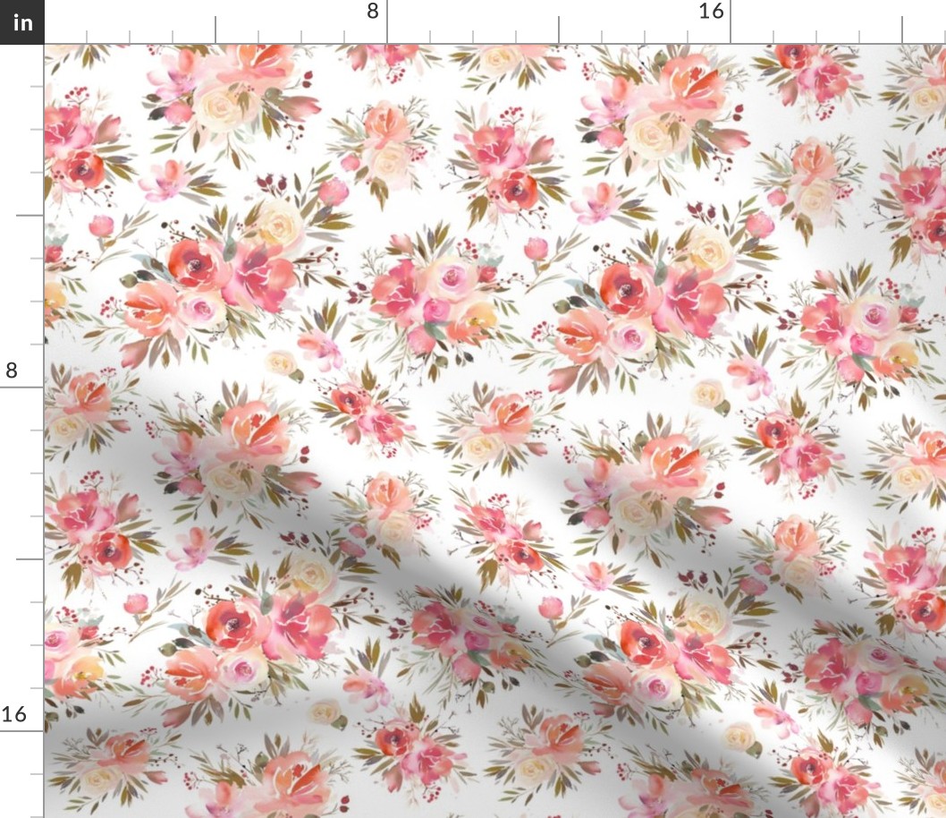 Small Winter Floral - Warm Pink/peach