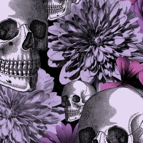 floral and skull - black