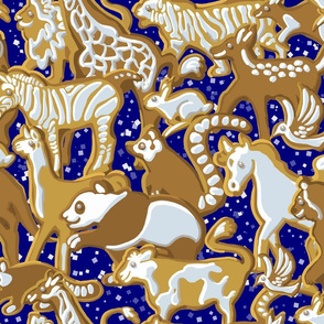 Gingerbread Animal Parade | Dark Blue 