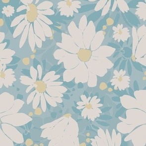 Cream daisies on blue