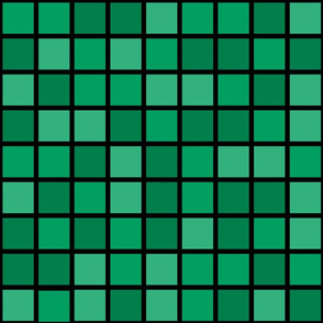 Jumbo Mosaic Squares in Shades of Shamrock Green on Black