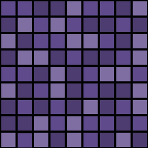 Jumbo Mosaic Squares in Shades of Ultra Violet Purple on Black