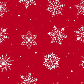 Christmas Folk Snowflakes-Red