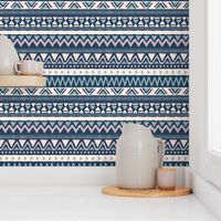 Aztec folklore indian pattern in winter blue lilac