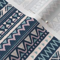 Aztec folklore indian pattern in winter blue lilac