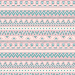 Aztec folklore indian pattern in winter pink blue