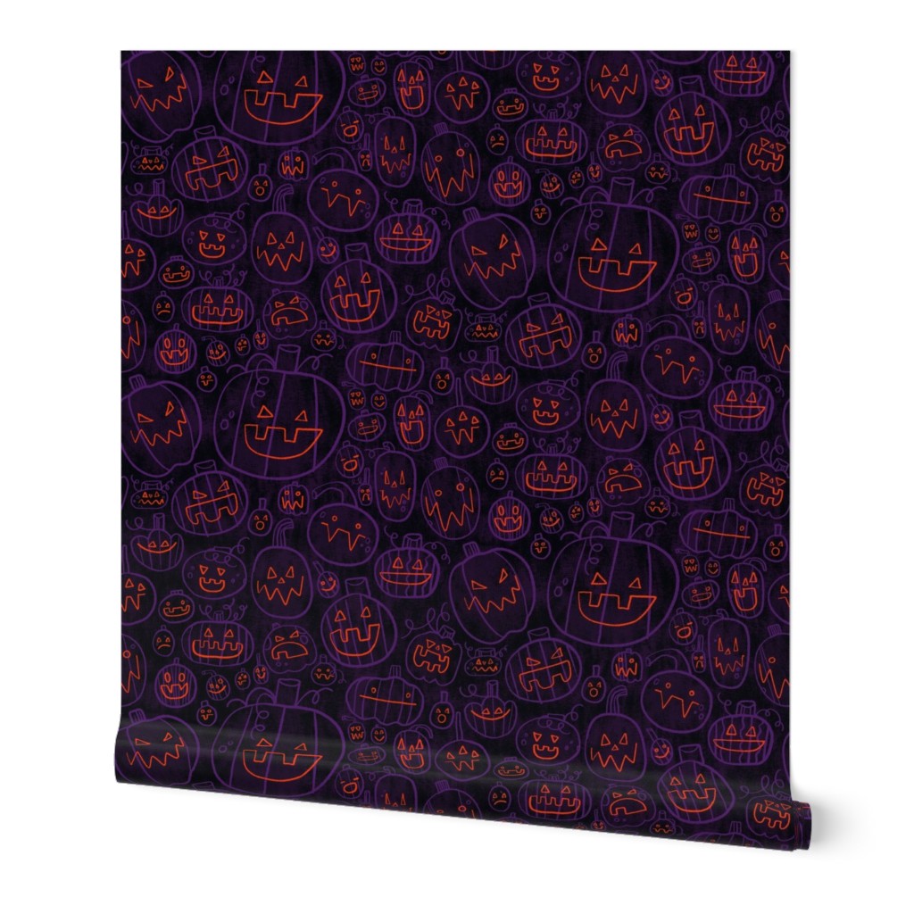 Spooky Scary Jack-O-Lanterns in Purple