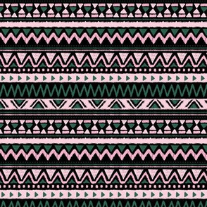 Aztec folklore indian pattern in winter forest green pink